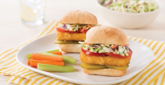 Fish Burgers with Tangy Dill Coleslaw