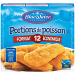 BlueWater Seafoods Portions de poisson battues, vrai poisson, congelé, 12 unités, paquet de 600 g