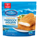 BlueWater Seafoods Crunchy Breaded Haddock, Wild Caught Haddock, Frozen, 7 Count, 525 g Resealable Bag / Aiglefin pané croustillant BlueWater Seafoods, Aiglefin sauvage, Congelé, 7 morceaux, Sac refermable de 525 g