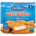 BlueWater Seafoods Beer Battered Fish, Wild Caught Pollock, Frozen, 8 Count, 450 g Package