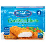 BlueWater Seafoods Garlic & Italian Herb Artisan Fish, Whole Fillets, Wild Caught Fish, Frozen, 6 Count, 300 g Package